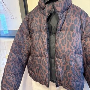 Coach Leopard Print Puffer Jacket - Brown and Black